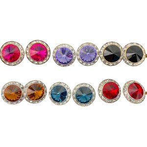 Aurora Borealis Rondelle Stud Earrings 20 mm Dance Wedding Bridesmaids New